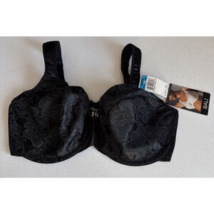 Bali 38F Satin Tracings Minimizer Underwire Bra Style 73828BK Size 38 DDD NWT